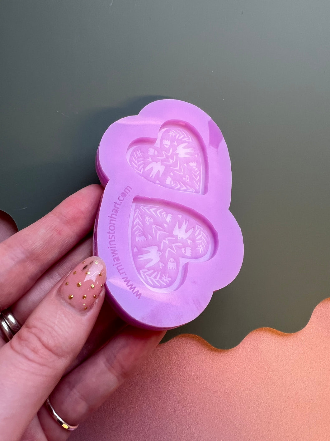Love bird heart silicone mould - valentines mould