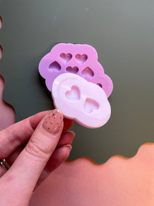 Mini heart silicone mould for resin & clay - pre domed effect/valentines mould