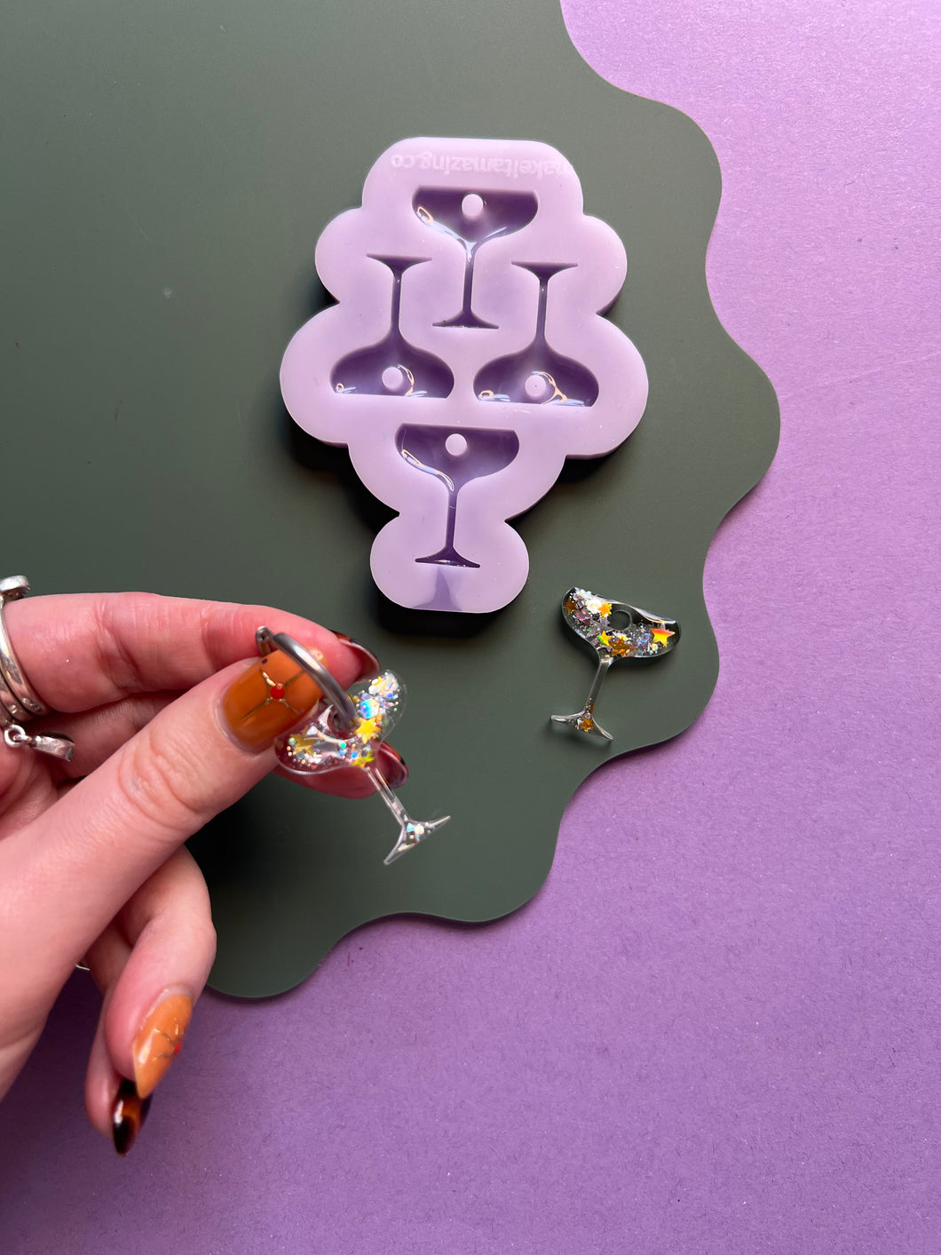 Champagne coupe glass hoop charm mould