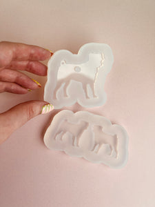 Pug silhouette dog silicone mould