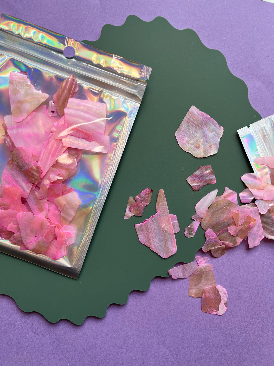 Jumbo Malibu pink shell pieces