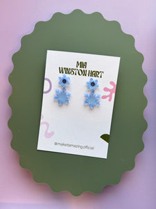 Snowflake earrings in icy blue