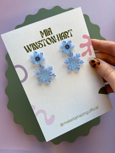 Snowflake earrings in icy blue