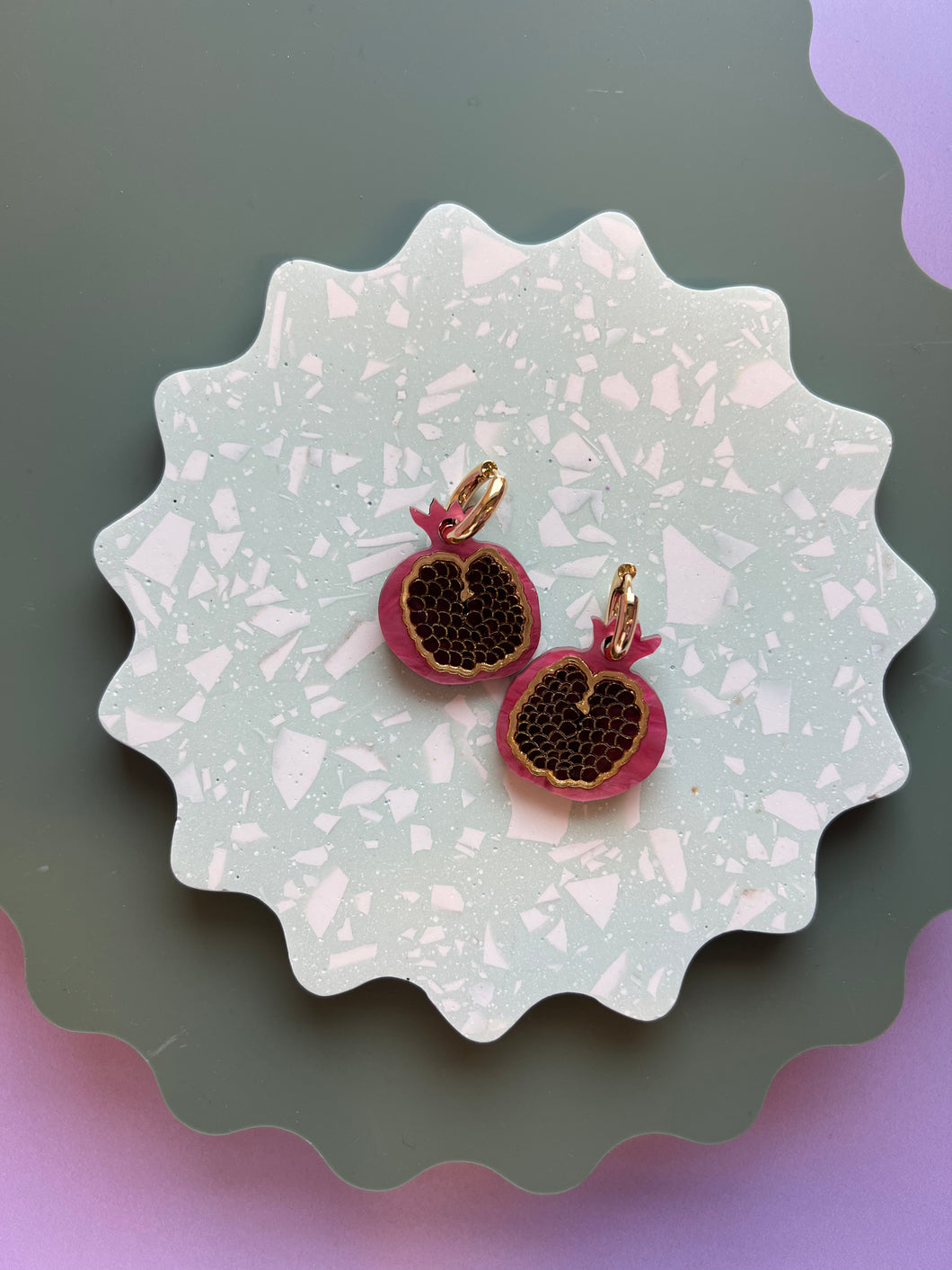 Pomegranate hoop earrings
