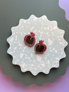 Pomegranate stud earrings