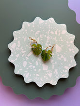 Load image into Gallery viewer, Monstera leaf hoop earrings
