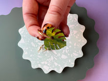 Load image into Gallery viewer, Monstera leaf hoop earrings
