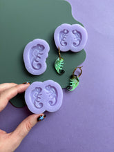Load image into Gallery viewer, Domed &amp; Engraved Chameleon moulds - reptile moulds for resin jewellery
