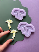 Load image into Gallery viewer, Skeleton mushroom domed and engraved mould - Halloween moulds for resin jewellery
