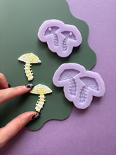 Load image into Gallery viewer, Skeleton mushroom domed and engraved mould - Halloween moulds for resin jewellery
