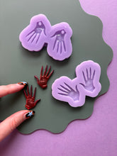Load image into Gallery viewer, Scary creature hands domed and engraved mould - Halloween moulds for resin jewellery
