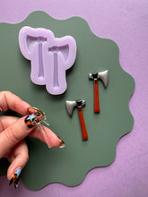 Load image into Gallery viewer, Axe domed and engraved mould - Halloween moulds for resin jewellery

