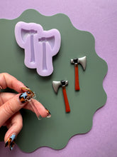 Load image into Gallery viewer, Axe domed and engraved mould - Halloween moulds for resin jewellery
