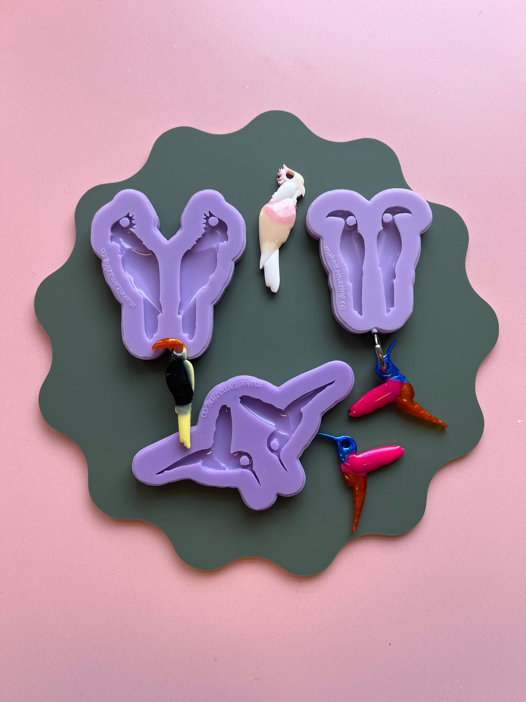 Domed hoop charm tropical bird mould bundle
