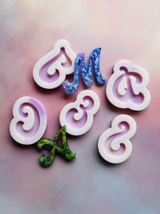 Single Domed 60s Font Alphabet Silicone Mould for resin key rings