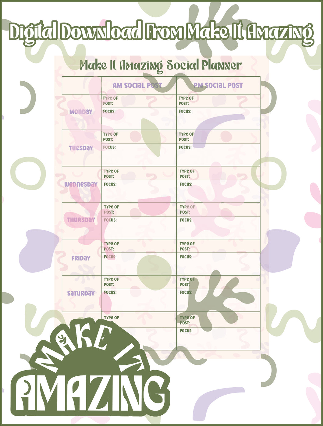 MIA Social Media Planner Sheet