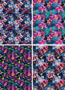 Colourful orchid botanical transfer sheets