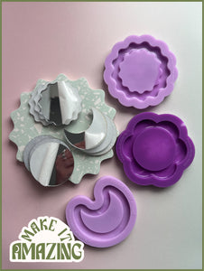 Trio of pocket mirror moulds