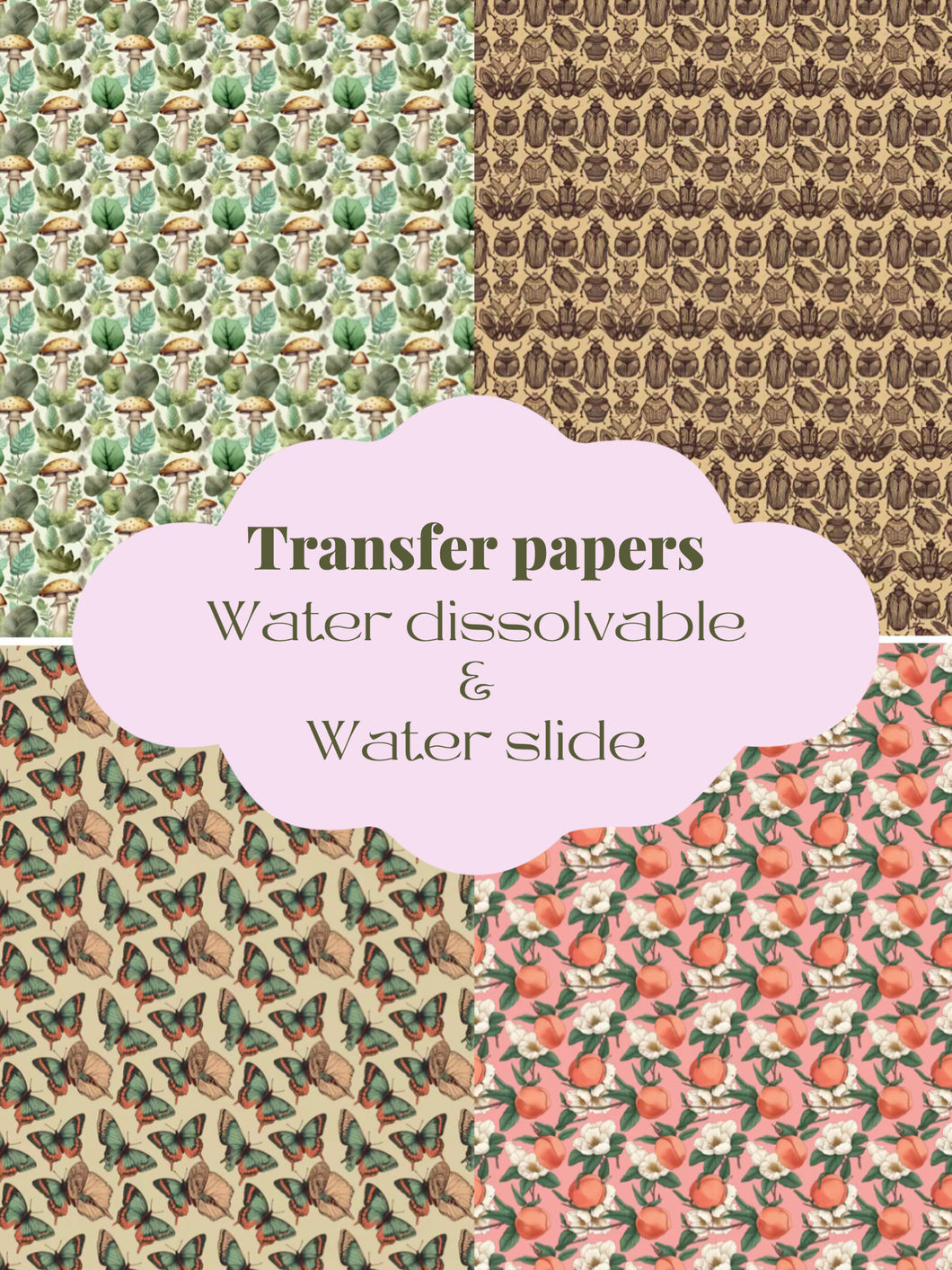 Cottage core transfer papers - peach