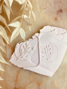 Minimal floral moon debossing stamp for polymer clay