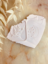 Load image into Gallery viewer, Minimal floral moon debossing stamp for polymer clay

