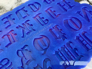 Old English font alphabet silicone keyring mould