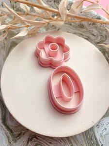 Flower & oval polymer clay cutter set