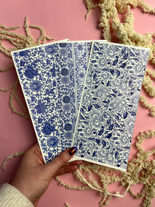 Blue china ceramic transfer papers