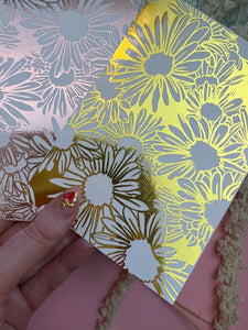 Metallic large daisy pattern water slide transfer paper