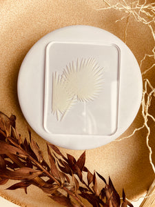 Palm fan debossing stamp for polymer clay