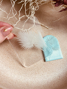 Palm fan debossing stamp for polymer clay