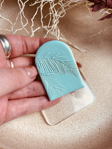 Palm leaf debossing stamp for polymer clay
