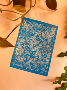 House plant botanical silk screen for polymer clay